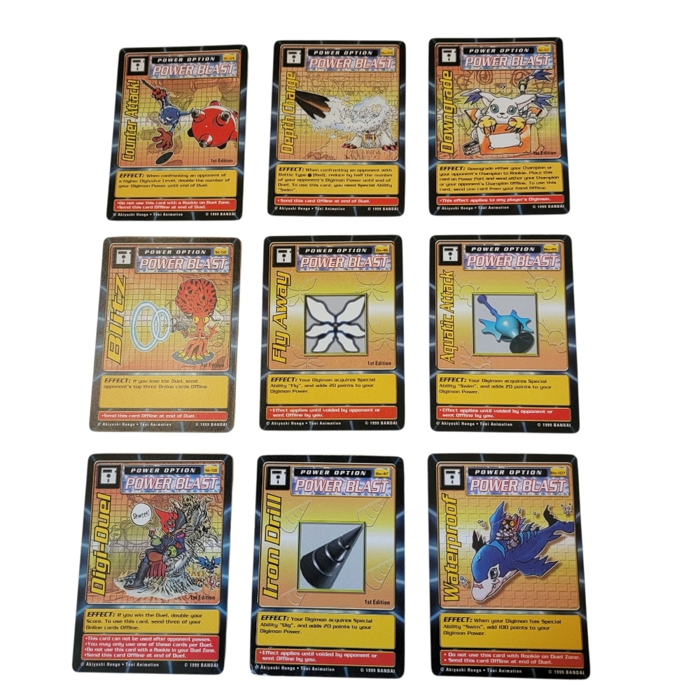 (9) 1999 Bandai DIGIMON Power Blast Trading Card Lot
